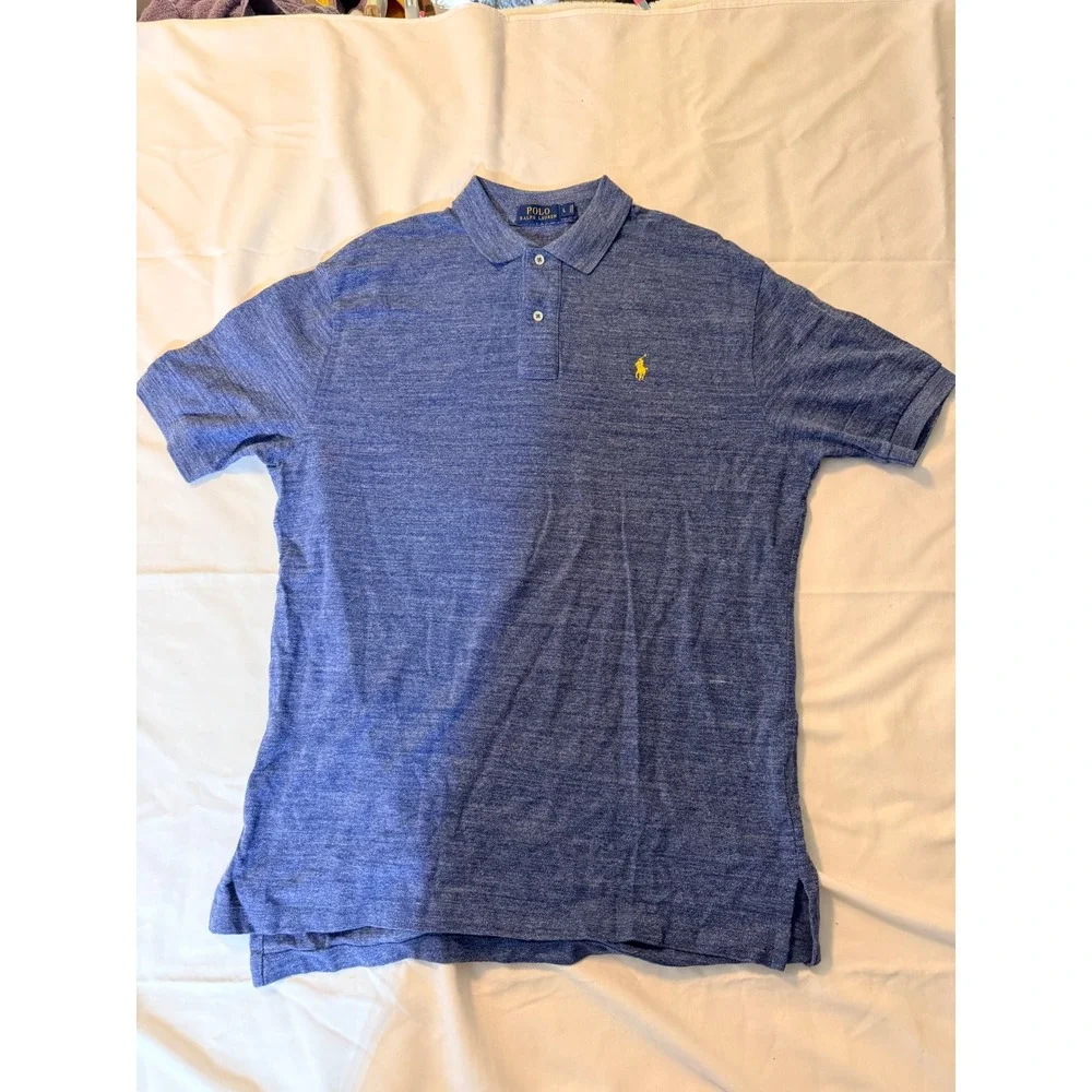 Polo Ralph Lauren Mens Large Blue Heather Cotton Short Sleeve Pony Logo Polo